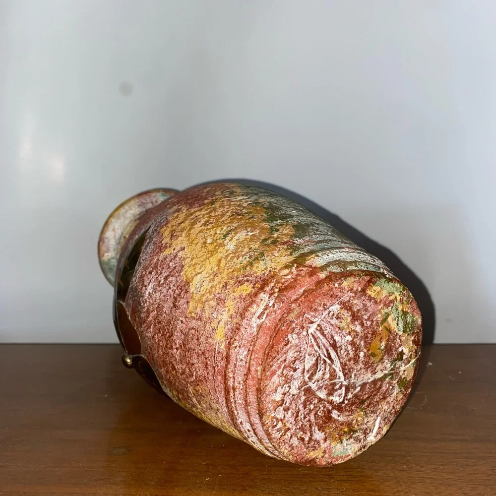 Multicolor Decorative Vase with Brass Accent